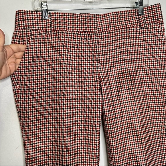 J. Crew Women’s Red, Black Houndstooth 100% Wool Fully Lined City Fit Pants 10 - Picture 3 of 8